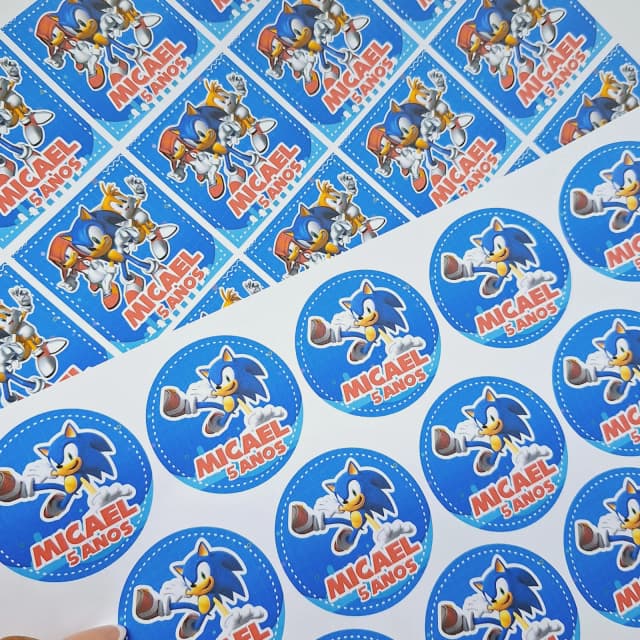Adesivos Personalizados SONIIC - Tamanho 5x5 - Papel adesivo (Folha com Recorte)