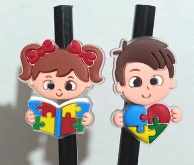 Lápis C/ponteira Menina e Menino Símbolo Autismo - 6 Unidade