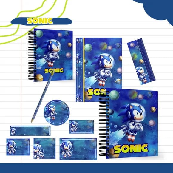 4 Cadernos Brochurão + Kit 25 Etiquetas