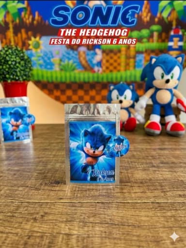 Saquinho Metalizado ziplock Sonic lembrancinhas festa aniversario infantil Personalizado