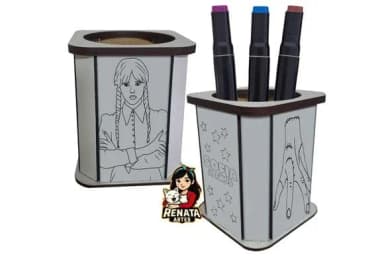 Porta Lápis para Colorir Wandinha