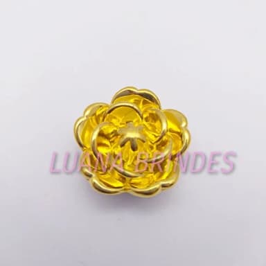 Flor Dourada de ABS com Furo Passante 2,5cm Pct 7 Unidades