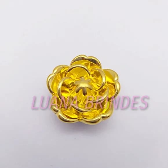 Flor Dourada de ABS com Furo Passante 2,5cm Pct 7 Unidades