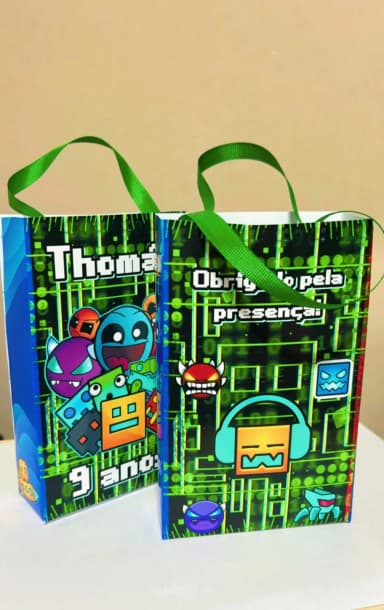 Sacolinhas Personalizada Geometry Dash Lembrancinhas Para Aniversário