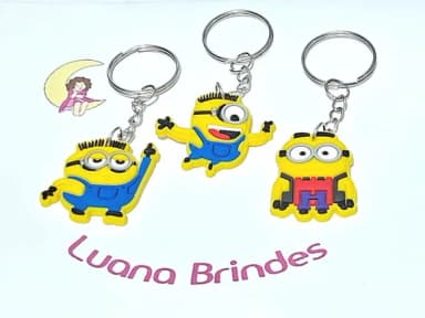 Chaveiro Minions 3cm Emborrachado Pacote com 6 Unidades