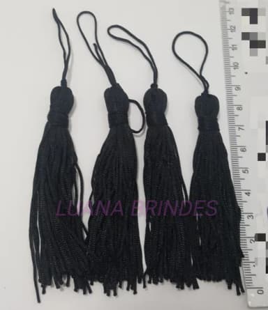 Pingente Tassel de Seda Preta Pct 10 Unidades