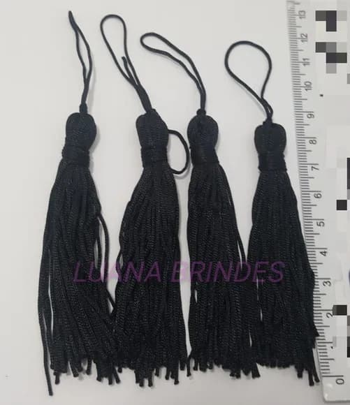 Pingente Tassel de Seda Preta Pct 10 Unidades