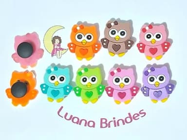 Pins de Crocs Coruja Emborrachado Pct C/7 Unidades Variados