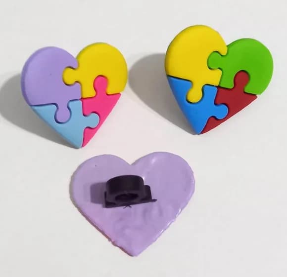Ponteira P/lápis Autismo Modelo Coração - 6 Unidades