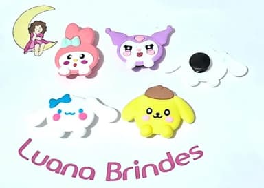 Pins de Crocs Melody e Kuromi Emborrachado Pacote 4 Unidades