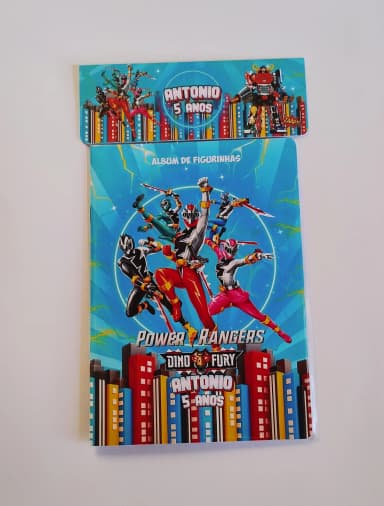 Power Rangers Dino Fury Álbum de Figurinhas + Desenhos para Colorir + Atividades