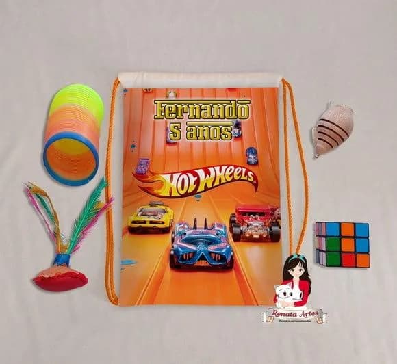Mochila Brinquedos Retrô Tema Hot Wheels