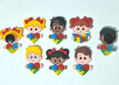Pins para Crocs Menina e Menino Simbolo Autismo 6 Unidades