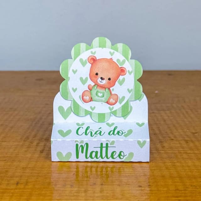 PEGUE E MONTE - Porta Bis Duplo Personalizados URSINHO VERDE - Decoração de Festa | Lembrancinhas | Aniversário | Personalizados