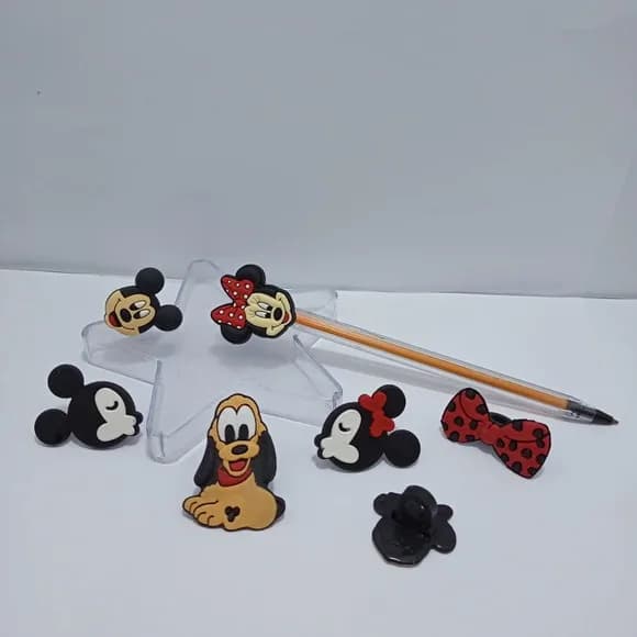 Ponteira para Lapis Minie e Mickey Borracha Pct 06 Variados