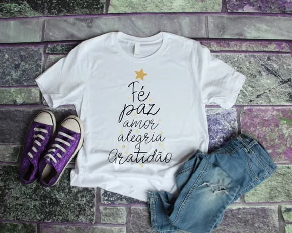 Camiseta Reveillon Fé, Paz, Amor e Gratidão