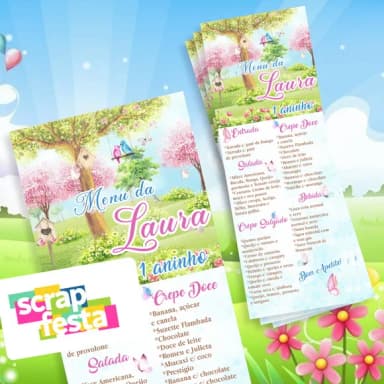 Menu Cardápio Personalizado Festa Jardim Encantado Aquarela