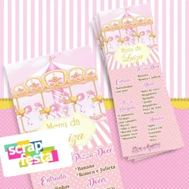 Menu Cardápio Personalizado Festa Carrossel Encantado