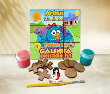 Jogo da Velha com Tinta Personalizado Galinha Pintadinha