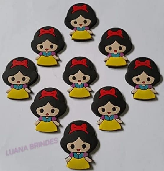 Aplique Branca de Neve de borracha - pct com 7 unidades