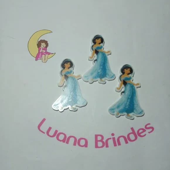 Aplique Princesa Jasmine Acrílico Uv Pct 5 Unidades