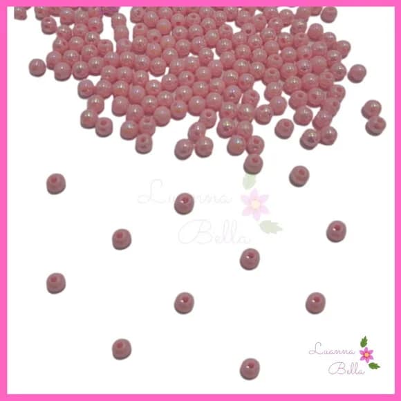 Missanga acrílica irisada na cor rosa -Pct c/ 60 gramas