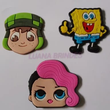 Aplique de Personagens Animados Emborrachado - Pct C/6 Unid
