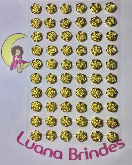 Cartela de Flor Dourada de Abs Pequena Adesivada 3 Cartelas