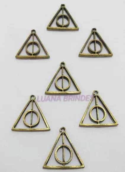 Pingente Símbolo Harry Potter Metal Ouro Velho -pct c/ 5 Un