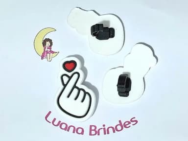 Pins para Tênis Coração Coreano Emborrachado 6 Unidades