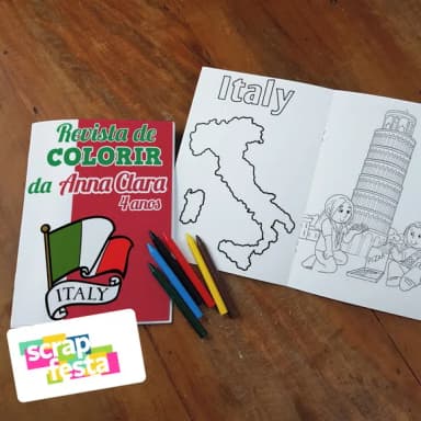 Revista Colorir + Giz de Cera Festa Itália
