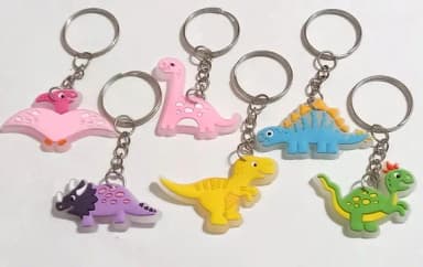 Chaveiros Dinossauros Variados de Borracha - 12 Unid