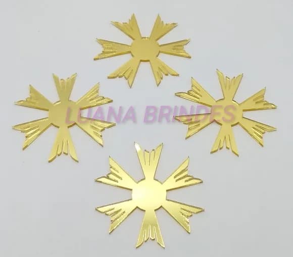 Aplique Base Divino Espírito Santo Acrílico Espelhado Dour