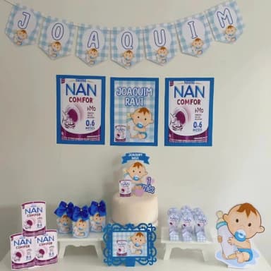 Kit Mesversário Leite Nam Personalizados - Só Um Bolinho