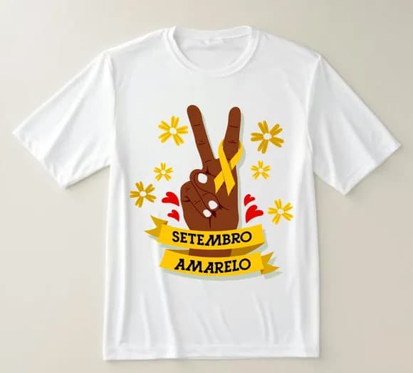 Camiseta Setembro Amarelo Paz, Amor e Conscientização