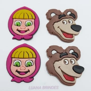 Aplique Marsha e o Urso de borracha - pct com 8 unidades