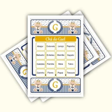 Bingo Chá de Bebê Menino Pdf Para Imprimir