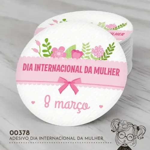 Adesivo Redondo Dia Internacional da Mulher - 00378