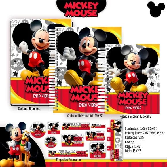 Caderno + Etiquetas + Tag Personalizada + Lápis