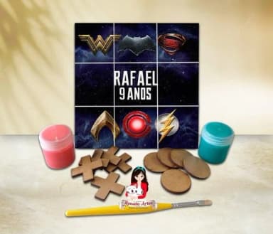 Jogo da Velha com Tinta Personalizado Liga da Justiça
