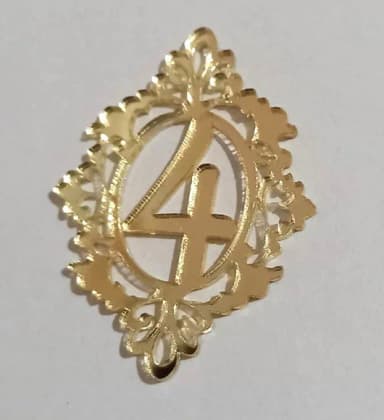 Aplique Moldura 4 Ano de Acrílico Espelhado Dourado - 5 Peça