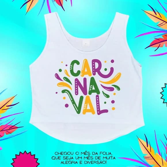 Cropped Carnaval Feminino Escrita Colorida Arte Abstrata
