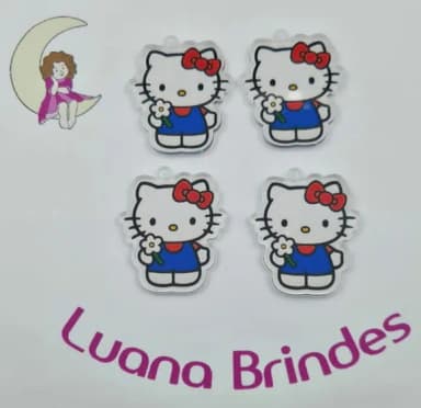 Pingentes Hello Kitty de Acrílico Adesivado 4cm