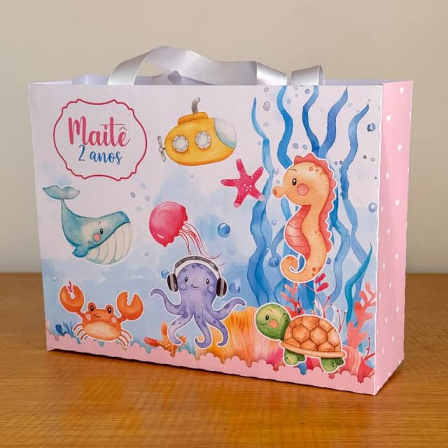 PEGUE E MONTE - Sacolinhas Personalizadas FUNDO DO MAR - Decoração de Festa | Lembrancinhas | Aniversário | Personalizados