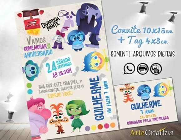 Convite Digital C/tag Divertidamente 2 D