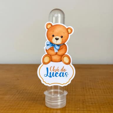 Apliques para Tubetes Personalizados CHA DE BEBE URSINHO AZUL - Decoração de Festa | Lembrancinhas | Aniversário | Personalizados