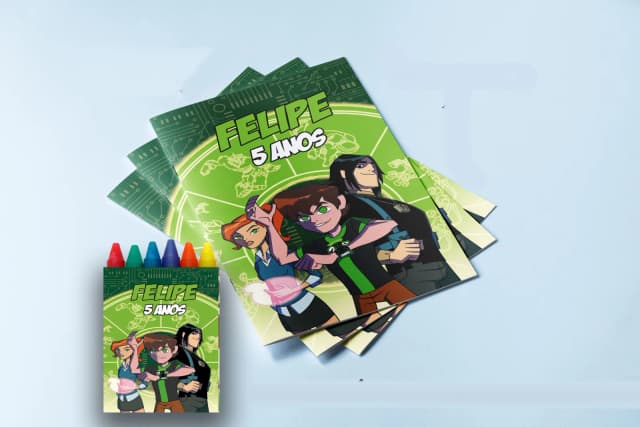 Revista para colorir  com Giz de cera Personalizado Ben 10