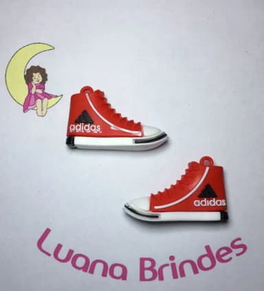 Pingente Tênis Vermelho Emborrachado 3d Pct C/2un