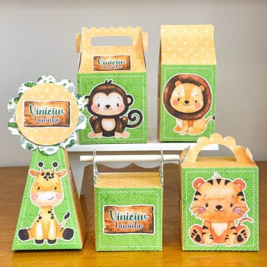 PEGUE E MONTE - Kit Festa SAFARI - Decoração de Festa | Lembrancinhas | Aniversário | Personalizados