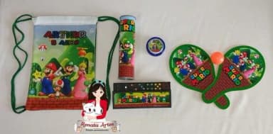 Kit Jogos na Mochila + Raquetes Super Mario Bross